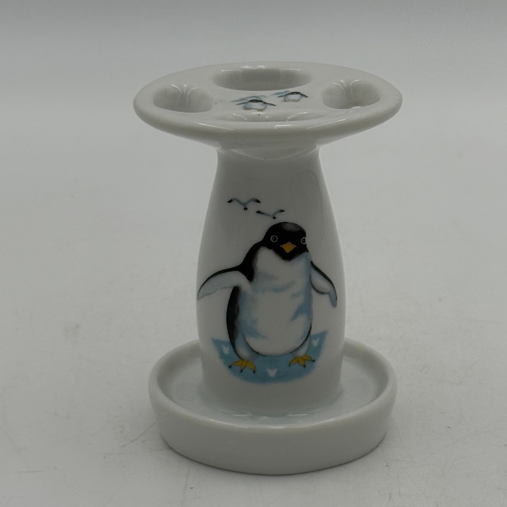 Vintage Takahashi San Francisco Penguin Porcelain Toothbrush Holder Japan